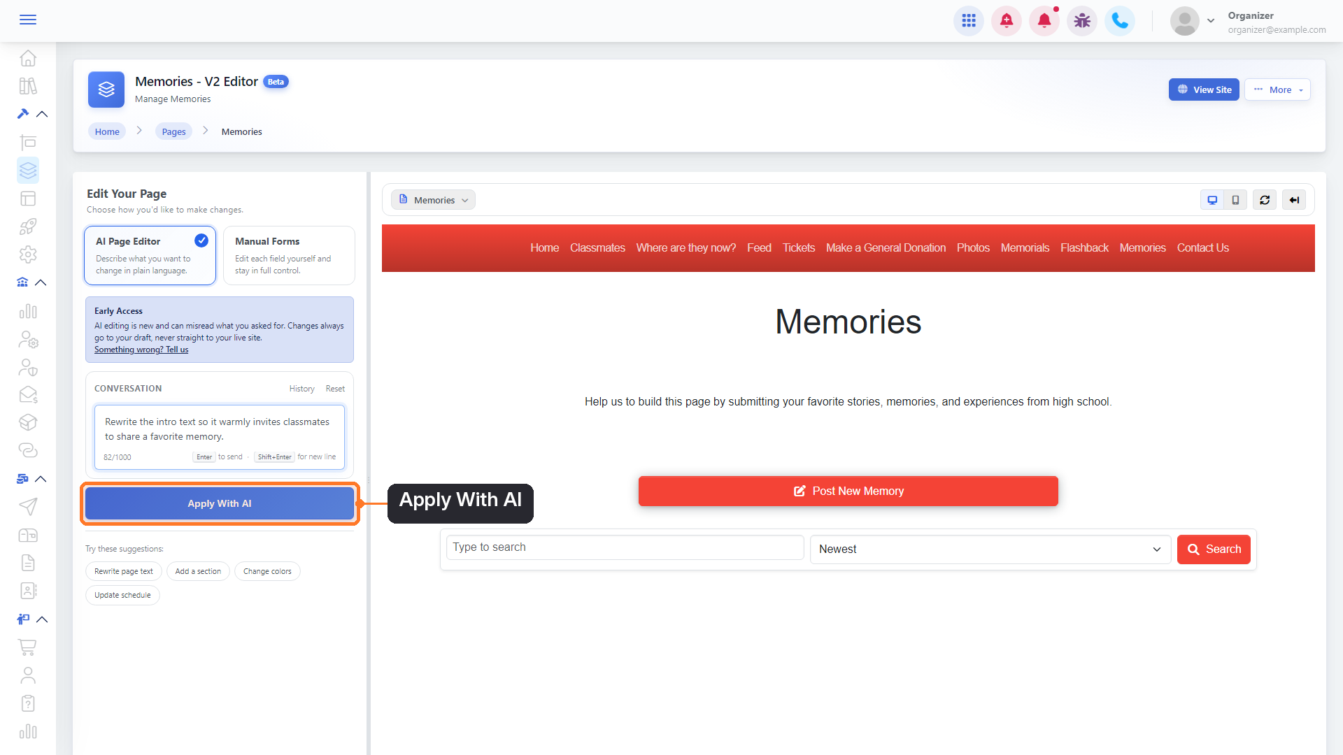 The Apply With AI button
