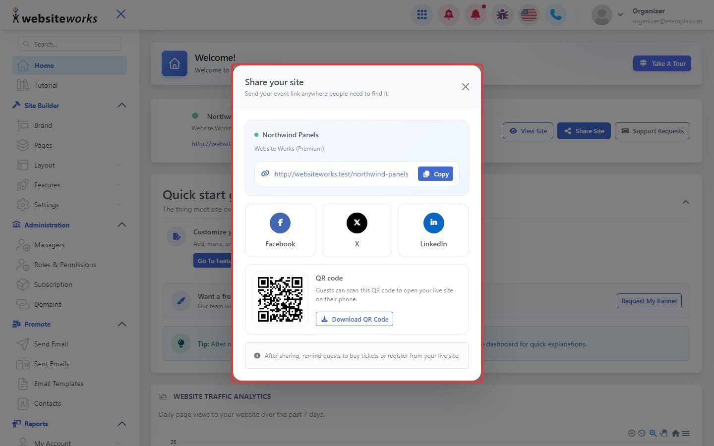 Share your site window