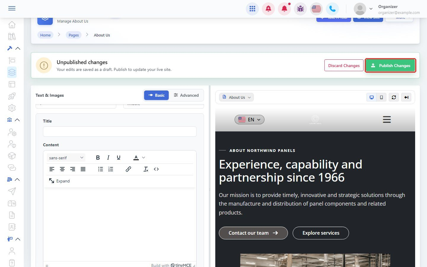 Publish Changes button