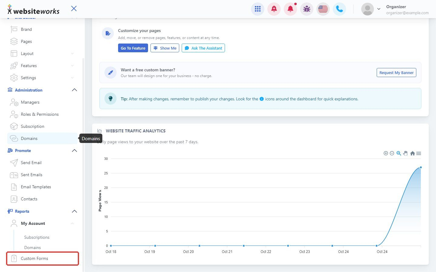 Custom Forms report in the menu