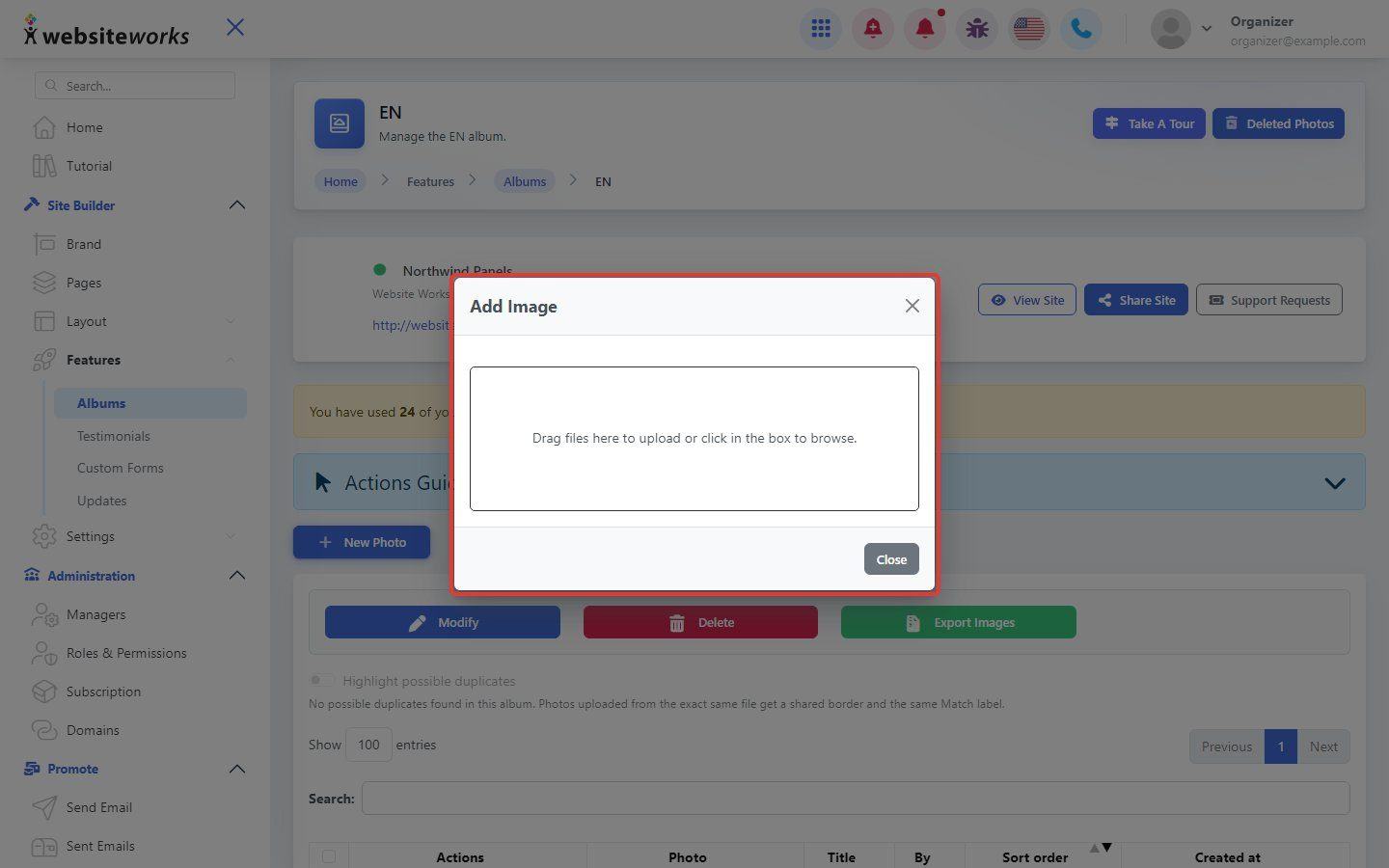 Upload window