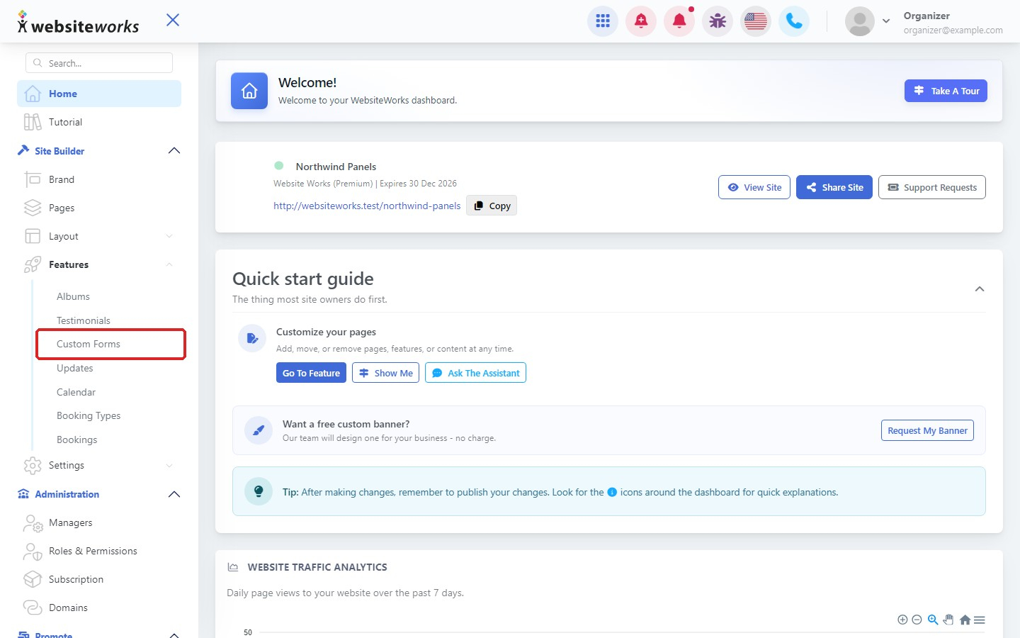 Custom Forms in the menu