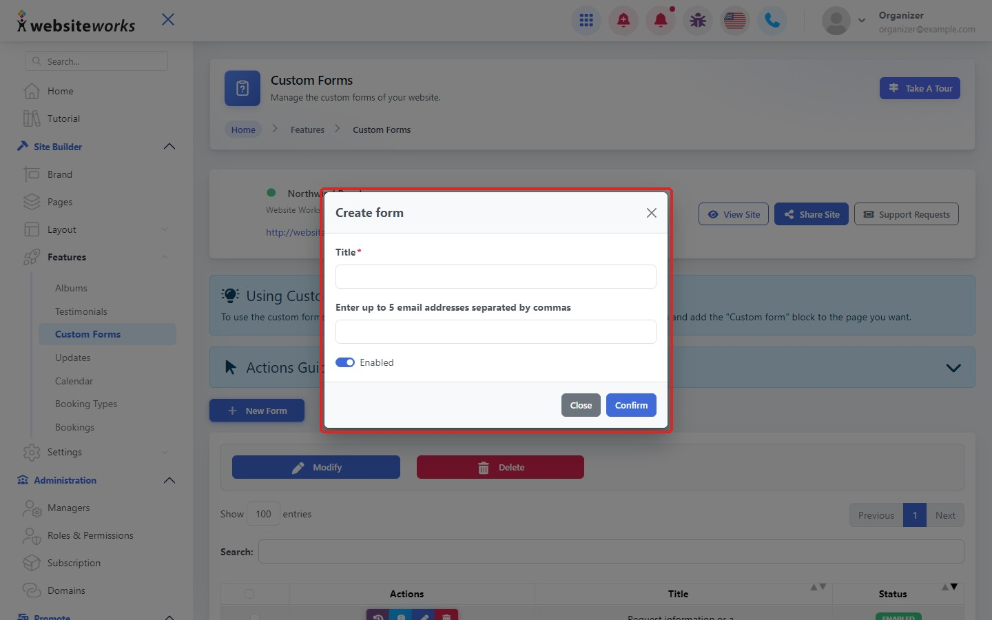 Create form window