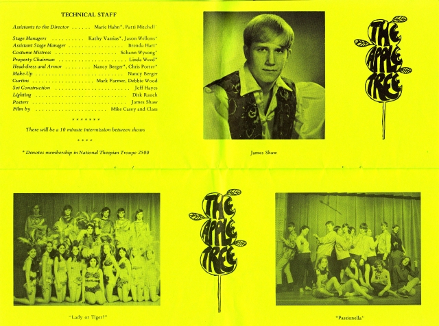 James (Jim) Shaw played the Snake in The Diary of Adam & Eve, Balladeer in The Lady or the Tiger, & Narrator in Passionella.