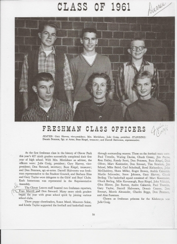Freshman Class Representatives -- from the 1958 Klahowya