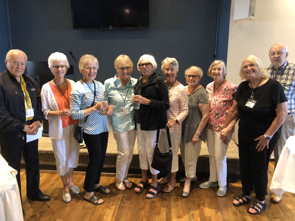 63rd Reunion Committee: Bob, Janice, Diane, Karen, Maryellen, Roberta, Ann, Judy, Leslie, Trent, Missing - Shirlee Alfultis Schatz
