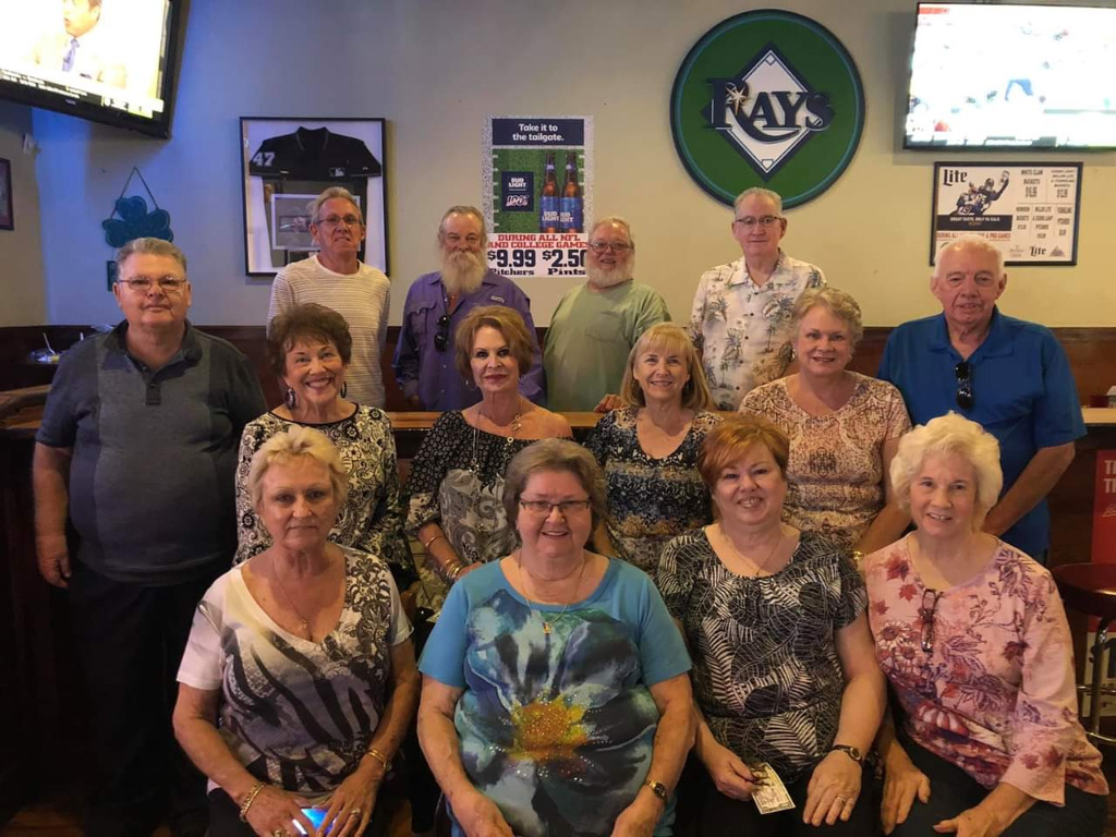 Men: Donald Caraway, Mike Youmans, Carl Grooms, Larry St. Charles, Bob Bridgmon, Thomas Crews.
Ladies middle row: Barbara Bone Franques, Pec Chambers McGinnes, Peggy Walden Farkas, Ruby Perkins Wall; Front row: Joan Crosby Stinson, Susan Sams, Susan Pugh
