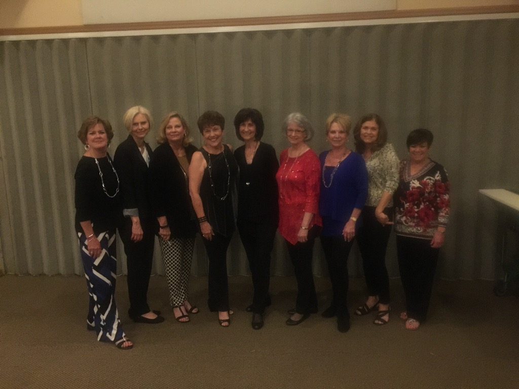 Cheerleaders with sponsor, Ruth Brown. Left to right: Sandra Leitner, Sharon Harnage, Debbie Giberti, Barbara Bone, Ruth Brown, Terry Jean Gibbs, Pec Chambers, Becky Scott & Glenda Sloan