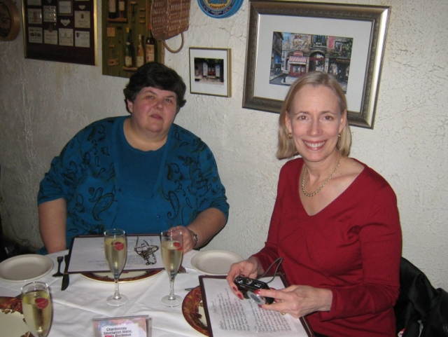 Patty {Simonson) and Chris (Blair) having dinner in Alexandria VA Nov 2008