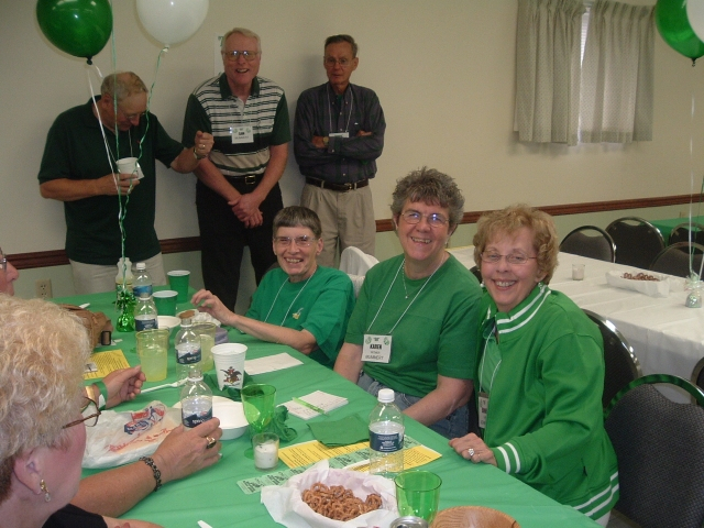 They still wear their CD green with pride! Martha Gipe Hoffner, Karen Witmer Mummert and Bonnie Kapp Johnston - all from the class of 60. Their hubbies are on the wall - Dave Johnston, Sam Mummert (both 60) and Dick Hoffner.