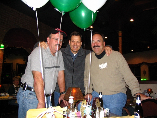 The life of the party! John Gallup, Joe Lindsey, and Jeff Hoachlander 74 (left to right).
