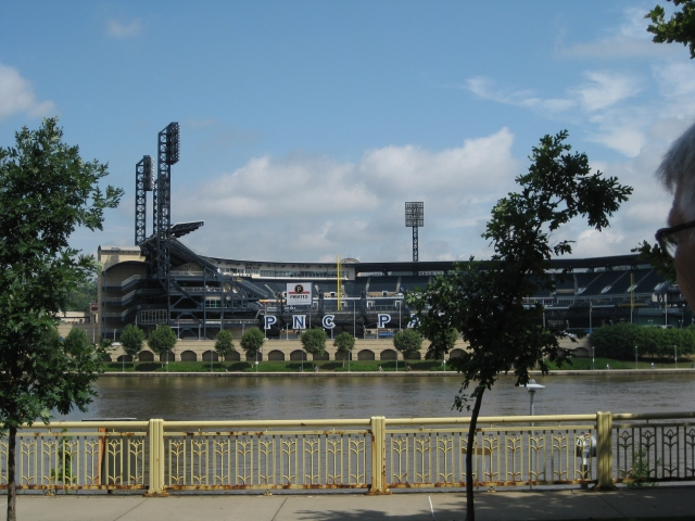 A view of PNC Park from across the river.