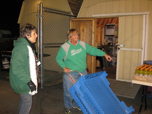 Vickie Hollowell (right) is the Rams Club Coordinator and directs us on what goes where and when!