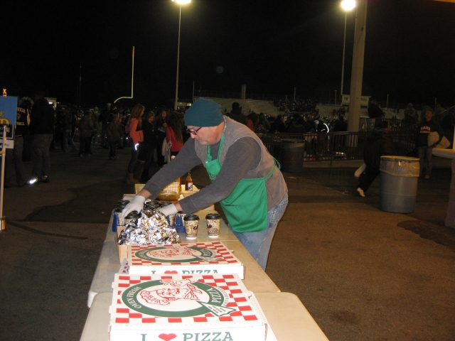 When the game ends, the players come by for a well earned meal of concession stand delicacies.