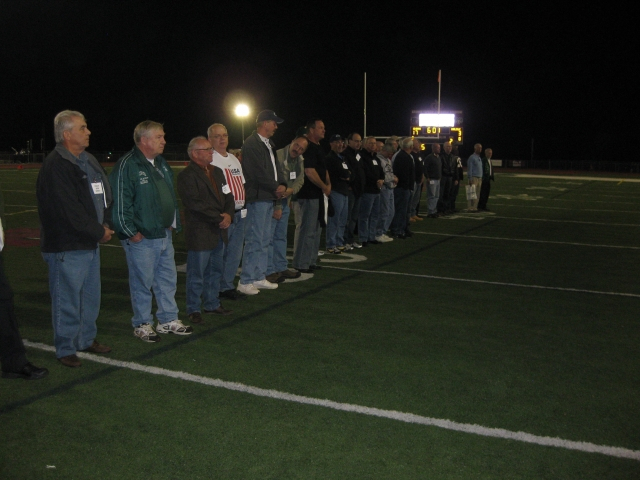 A team biography was read to the crowd and each person was introduced individually.