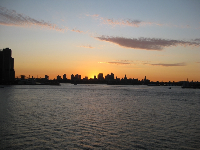 Sunrise in NYC as we return home.