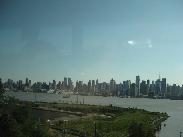 View of the NYC pier from Weehawken, NJ as we depart by bus.