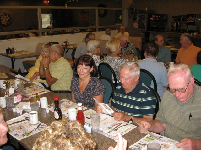 Angie Herrold Baker 68, Norm Baker 62, Kathy & Chuck Baker 60, and Sam Mummert 60