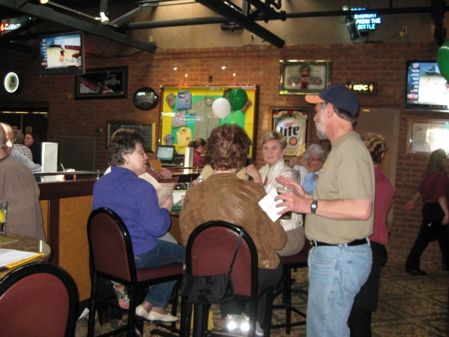 Terry Hartzell 71 visits with some of the ladies.