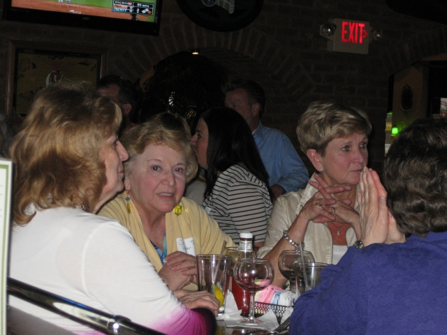 Bonnie Reese Hindman 59, Carol Zeigler Starasinic 59, and Sue Lewis Hetrick 61, with her back to the camera in purple - Jan Straining Davis 61