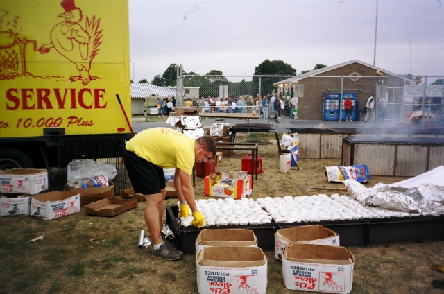 Millers Bar-B-Que of York grilled 900 chickens & baked potatoes.