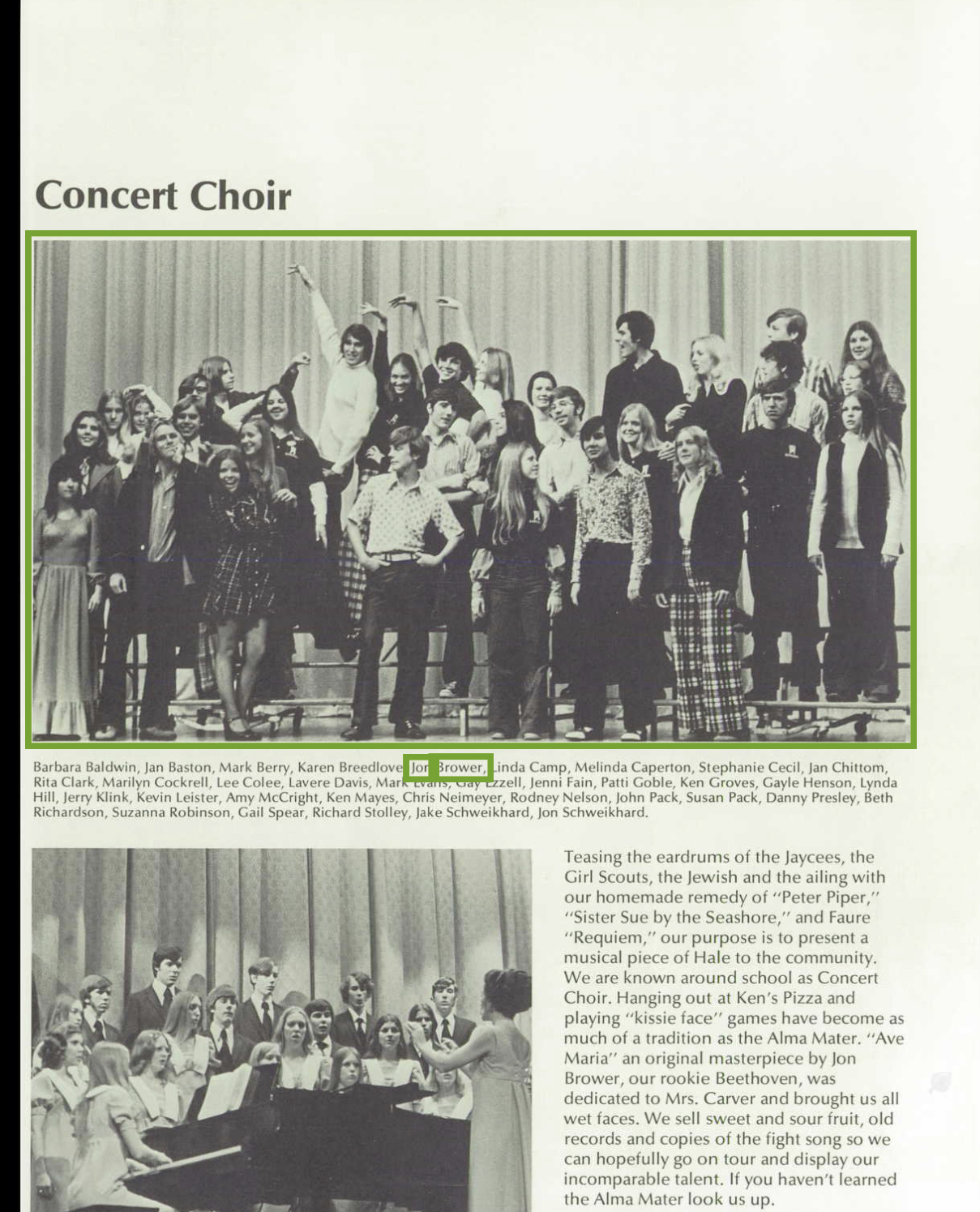 News Articles and pages of our Senior Year’s yearbook