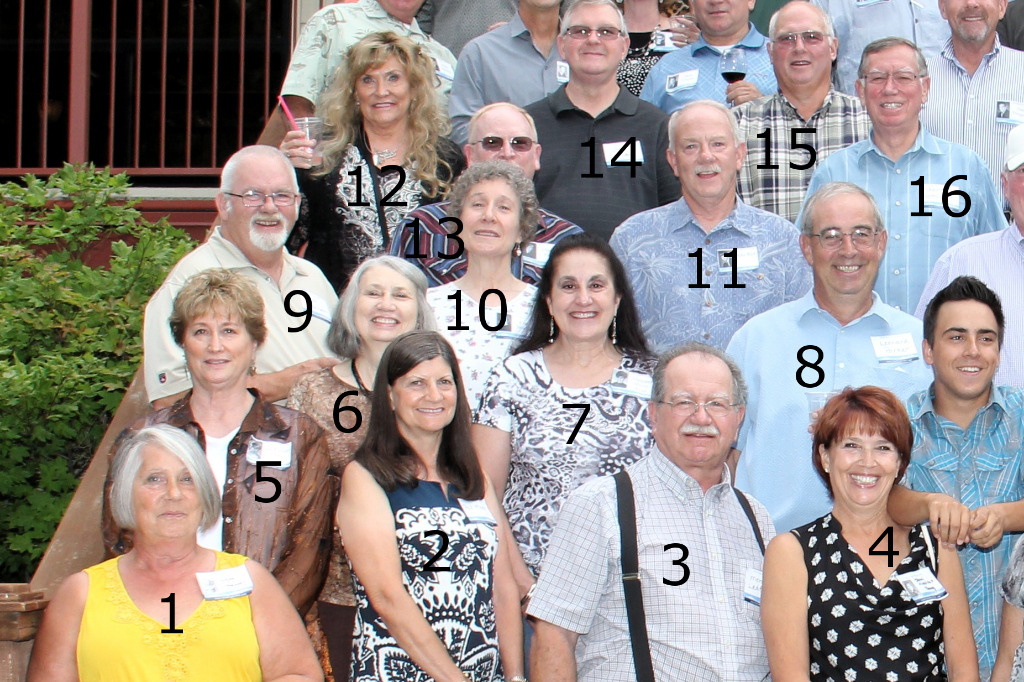 1. Lynn Hawes
2. Pat Moen
3. Monty Ledford
4. Jerri Young
5. Jan Clark (Palmer)
6. Patsy Barnett (Wiley)
7. Margaret Reed (Mayne)
8. Leonard Parker
9. Bob Barnett
10. Kitty Shields
11. Mike Reif
12. Brenda Grigsby
13. Charlie Page
14. Jim Lar