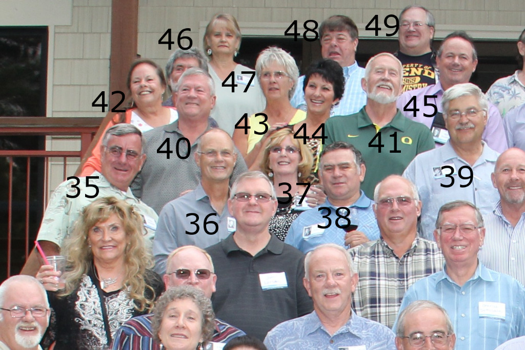 35. Mike Johnston
36. Cam Healy
37. Debbie Shae (Steele)
38. Bob Carson
39. Bill Shaffer
40. Dave Buckey
41. Allen Boyle
42. Jill Bennett
43. Linda Bailey (DeGree)
44. Leneva Norte (Kirsch)
45. Bill Backley
46. Mike Dyer
47. Sue Ferns (Simpson