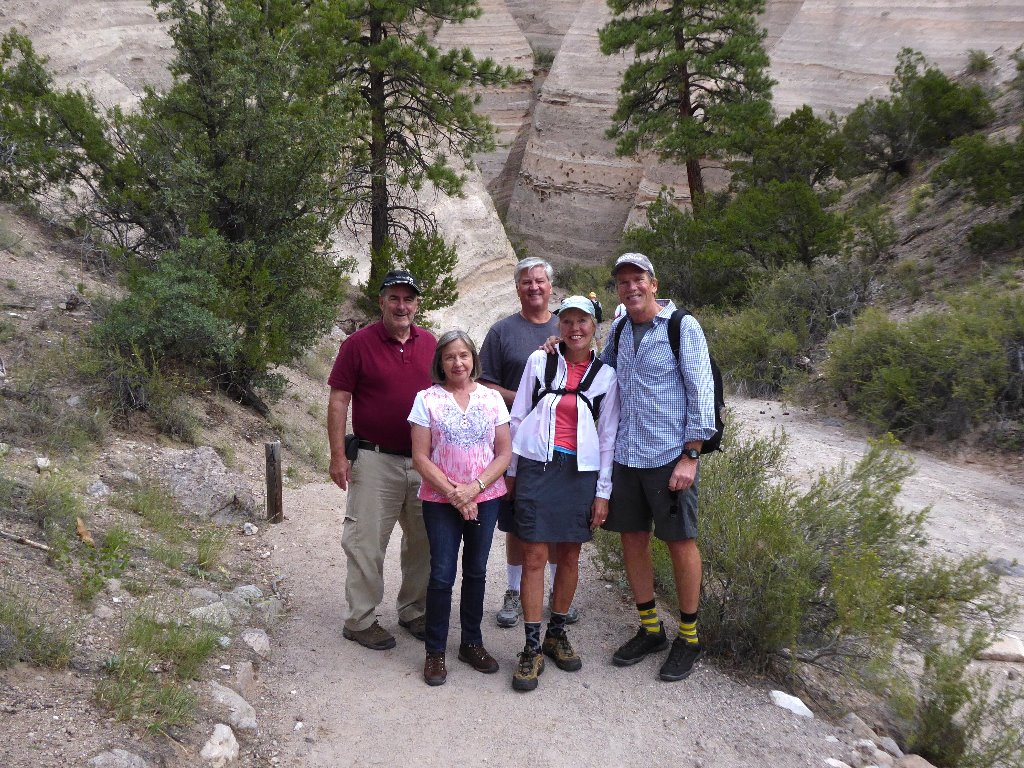 Hiking at Tent Rocks. Gary Weil, Bonnie Branch, Jeff Branch, Elaine & Gus Gustavson