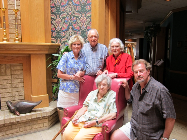Lunch in Lake Geneva, WI August 13, 2010 with family and friends.  Front Row:  Mrs. Loomis and Larry Loomis (Leighs mother and brother), Back Row, Me (Debbie Mason), Family Friend John Barney, My Mother Bernice Mason.    Leigh, we missed you - hope you ca