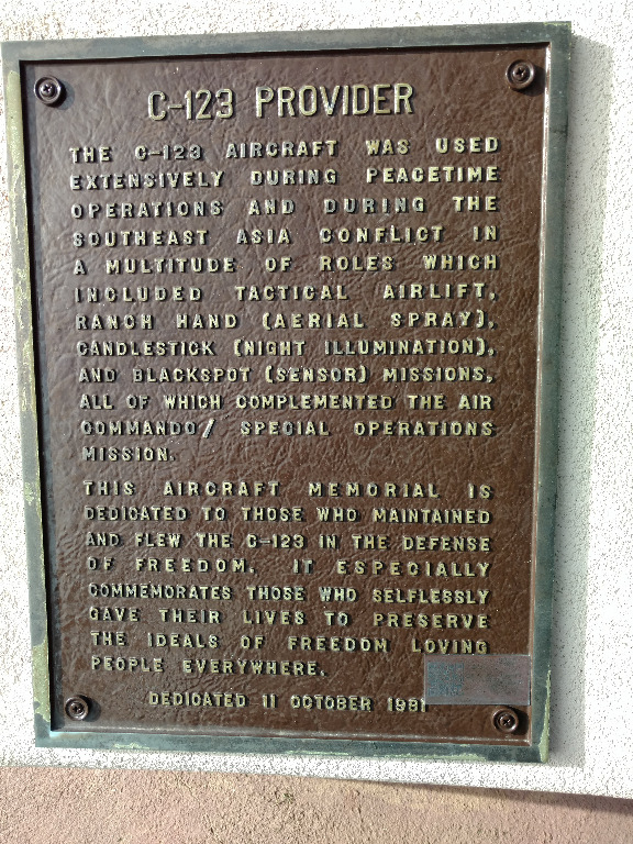 C-123k plaque at Hurlburt Field