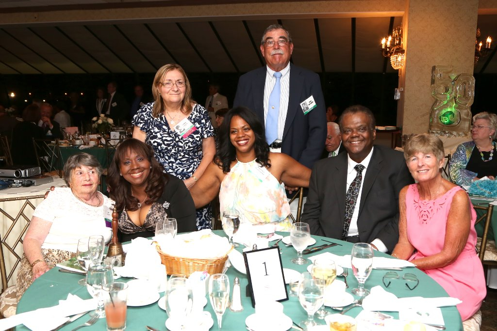 LBHS(242) Table 1 - L-R - Mrs. Forsyth, Yvonne Thornton, Jeanne Germann, Kimberly McClelland, Jerry Van Brunt, Sherwood McClelland, Diane Heatherington-Van Brunt