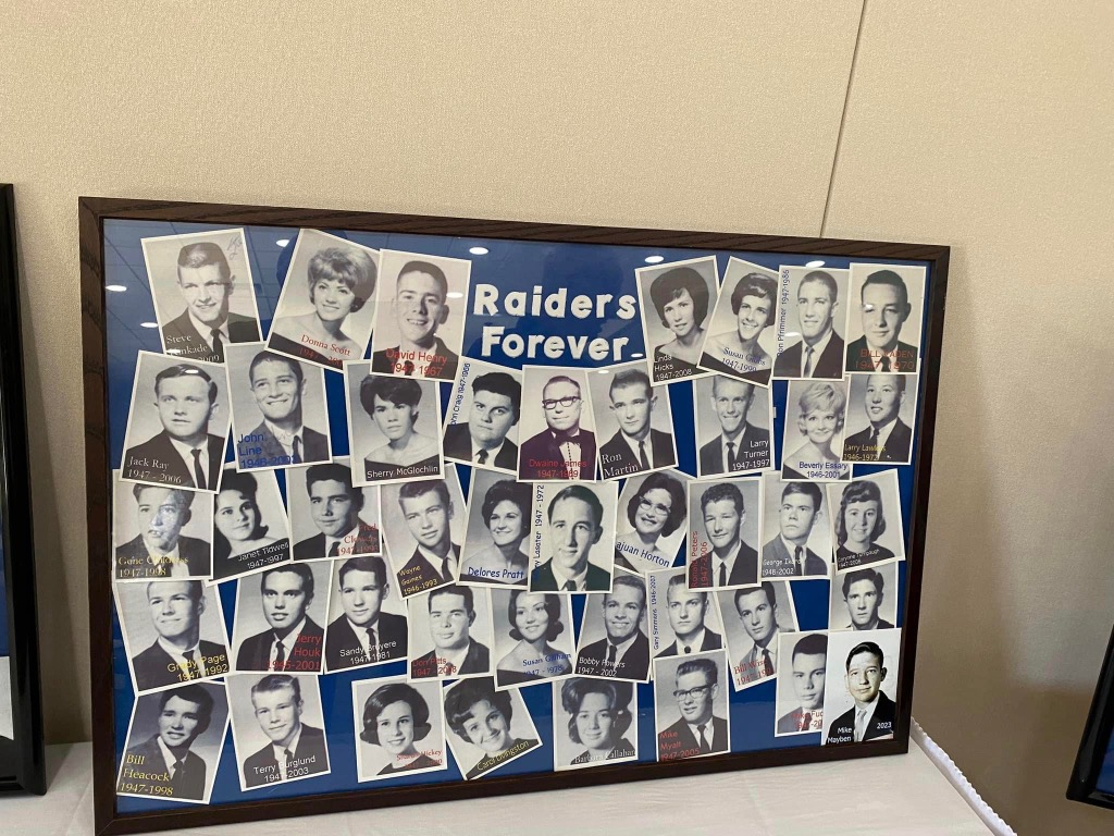 Three poster frames of our  deceased classmates, almost 120 out of graduation class of approximately 420 students.