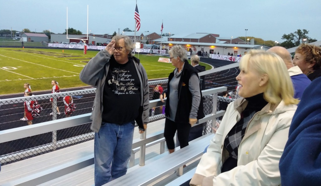 Fri. night BGHS football game. L-R: Terry Kriedler (Class of 66), Beth (Noe) June, Jessie (Hess) Schmeltz (wife of Randy), Randy Schmeltz, Cathy (Cromley) Nelson. Submitted by Linda (Louys) Misak.