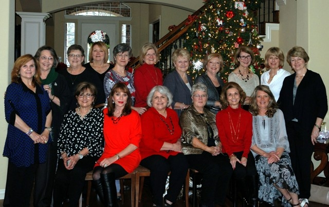 2014 Bell Chicks Christmas Party. Front: Judy Glasgow, Sherry Hill, Judy Carrothers-Carr, Carolyn Walters, Sharon Russell, Judy Moser. Back Row: Dixie, Susanne Huston, Nancy, Ruth Ann, Janice, Karen Gooch, Joann Silva, Susan Starnes, Beverly Ward, Wend