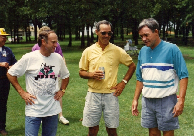 (122) 1990 Reunion: Dale Ward, (? yellow shirt), Don Gardner.