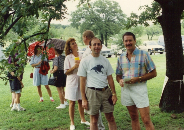 (118) 1990 Reunion: John Hastings and Ron Fields. Joy Bolman with the yellow cup.
