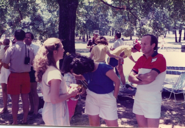 (125) 1985 Reunion: Dale Ward talking to (maybe) Jamie Preston.