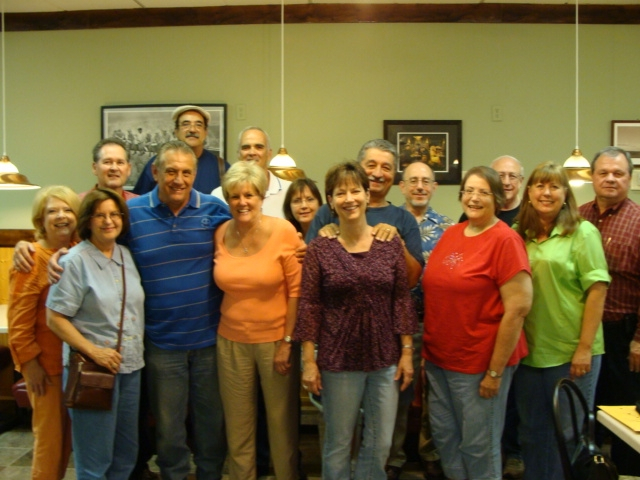 First Friday Gaggle: Front: Karen Gonzales, Bob Slaughter, Paula Mikel, Patricia Martin, Pam Sustaire, Donna Ashford. Back: Susan Starnes, Bobby Haynes, Joe Gonzales, Richard & Bridgett Bell, Dane Martin, John Hastings, Danny Sustaire, Mark Ashford.