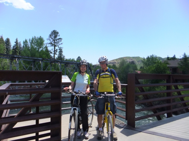 (husband George) took this pic of Kenneth and me on a bridge over the Animas river in Durango