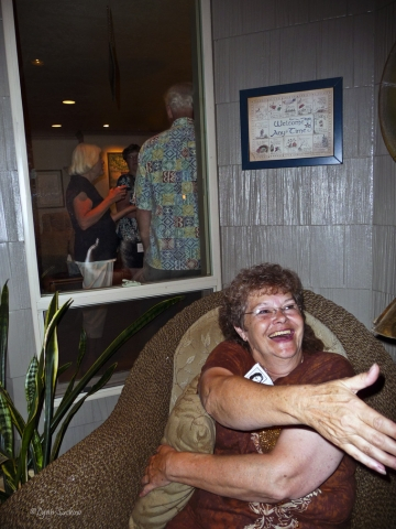 Ellie (Isitt) Walker, trying to avoid the camera -- unsuccessfully