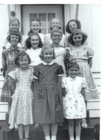 Sharon Shafferts 11th BD Party - 1952
Ann Ray, Linda Webster, Linda Roberts, ?
Kathryn Seely, Judy Hofer, Sharon Shaffert, Darlene Root
?, Gretchen Miller, ?