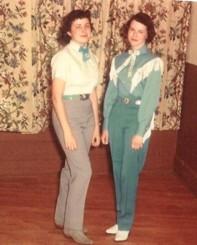 Jeannie Carle & Patty Herring modeling Western Clothing 1956