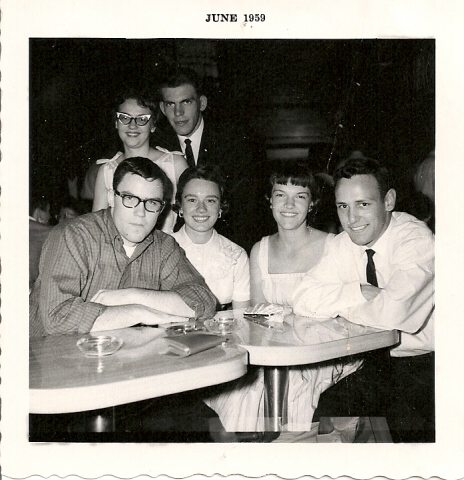 All Night Graduation Party June 59 Mike Ryles 58, Judy Durand, Rosemary Foss, Jerry Lee 58, Elaine Logan, Steve Knapp 58 