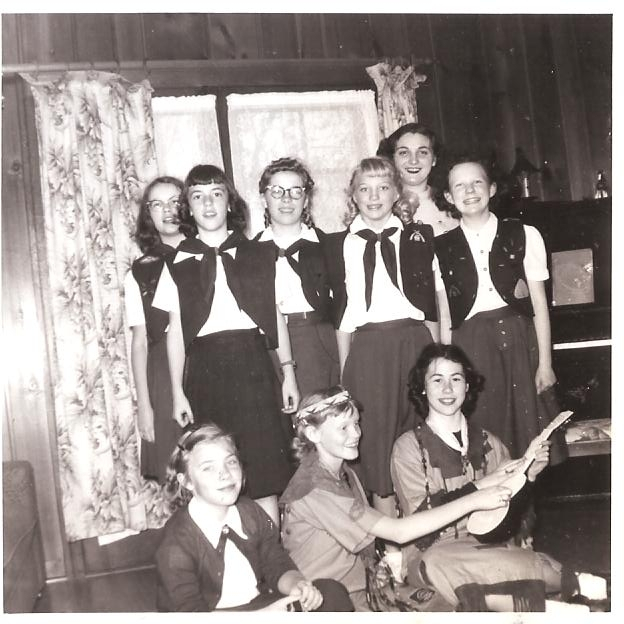 Standing-Eloisa Richmond, Katherine Seeley, Sharon Schaffert, Karen Jorgenson, leader, Sandra ____,
Sitting--Gretchen Miller, Linda Roberts, Sandra Dunham