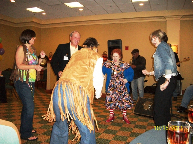 Cousin Tuny and Dickey Glisson lead in a group dance with Margie Mays Lester, Charles Sevier, and Pat Freeman Little