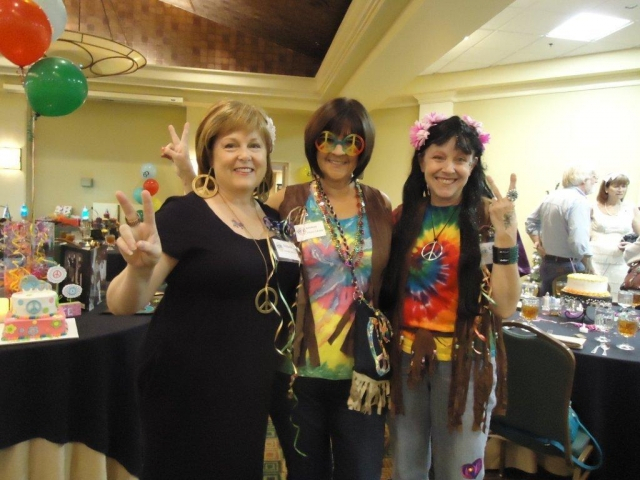 Susan Driver White, Margie Mays Lester and Carolyn House Fohl - I did my peace sign backwards so ya could see my tatoo..... boy was that thing hard to get off.... ouch