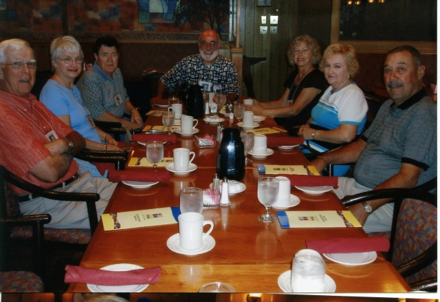 Calhoun Houligans breakfast; T.Kovacics, Joyce page, John Page, J. Dueringer, Helen Saunders, Mrs & Tom VanPetersom