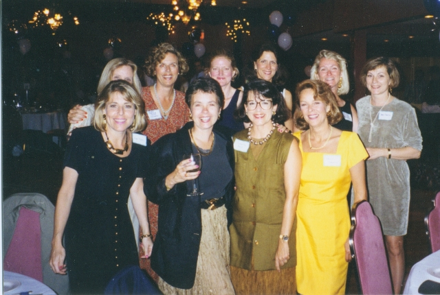 25th Reunion:Back row, L to R, ?, Mary Grace, Jenny, Janet, Sandy Young, Jane Genster, Front: Josie, Pam Burkhart, Suzanne, Sally Armus
