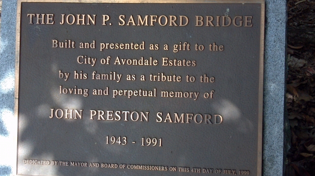 John Samford memorial at Avondale Club House